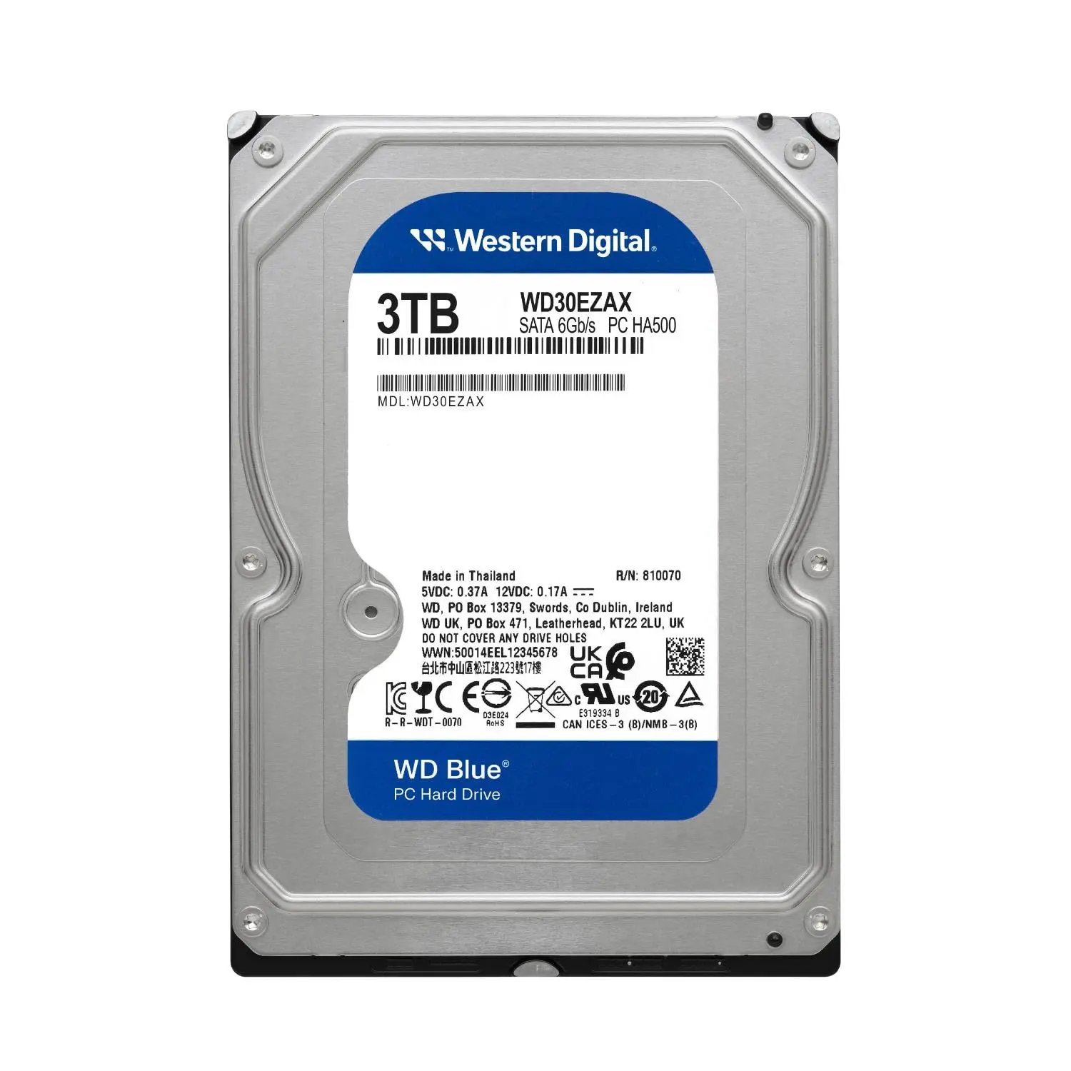 DISCO DURO INTERNO WD BLUE 3TB 3.5 ESCRITORIO SATA3 6GB/S 256MB 5400RPM WINDOWS WD30EZAX