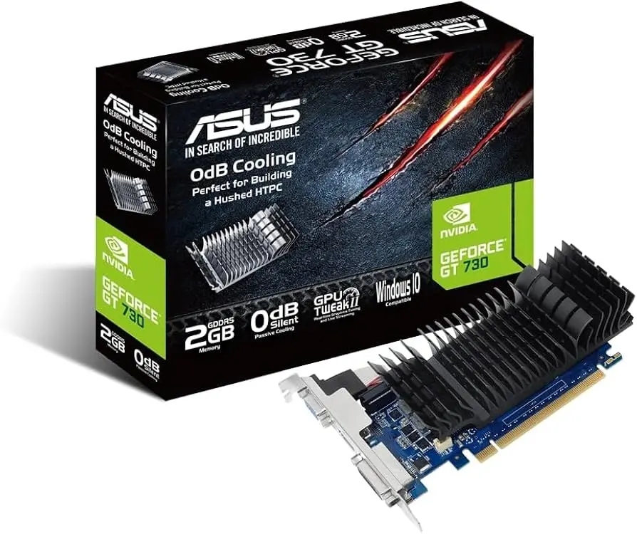 TARJETA DE VIDEO ASUS NVIDIA GT730 /PCIE X16 2.0 /2GB GDDR5 /HDMI /DVI-D /BAJO PERFIL /GAMA BASICA