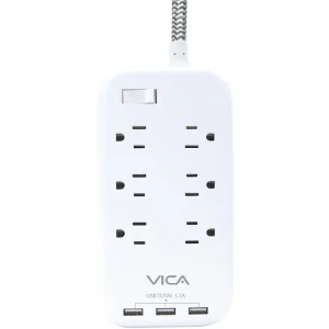 SUPRESOR DE PICOS VICA 6 SALIDAS 3 PUERTOS USB