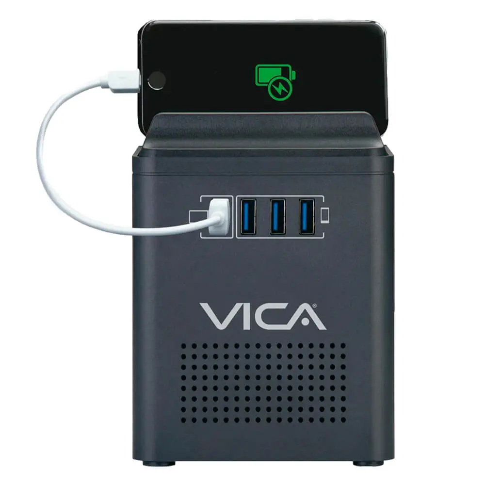 REGULADOR DE VOLTAJE VICA CONNECT 800 800 VA / 400 W 4 TOMAS NEMA 5-15R Y CENTRO DE CARGA CON 4 PUERTOS USB