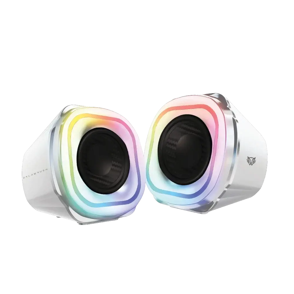 BOCINA GAMER BALAM RUSH GLIMM QUAD BG555 / ALAMBRICA USB / BLUETHOOTH - 3.5 MM / SONIDO ESTEREO / 10 W / ILUMINACION LED / BLANCO / BR-937023