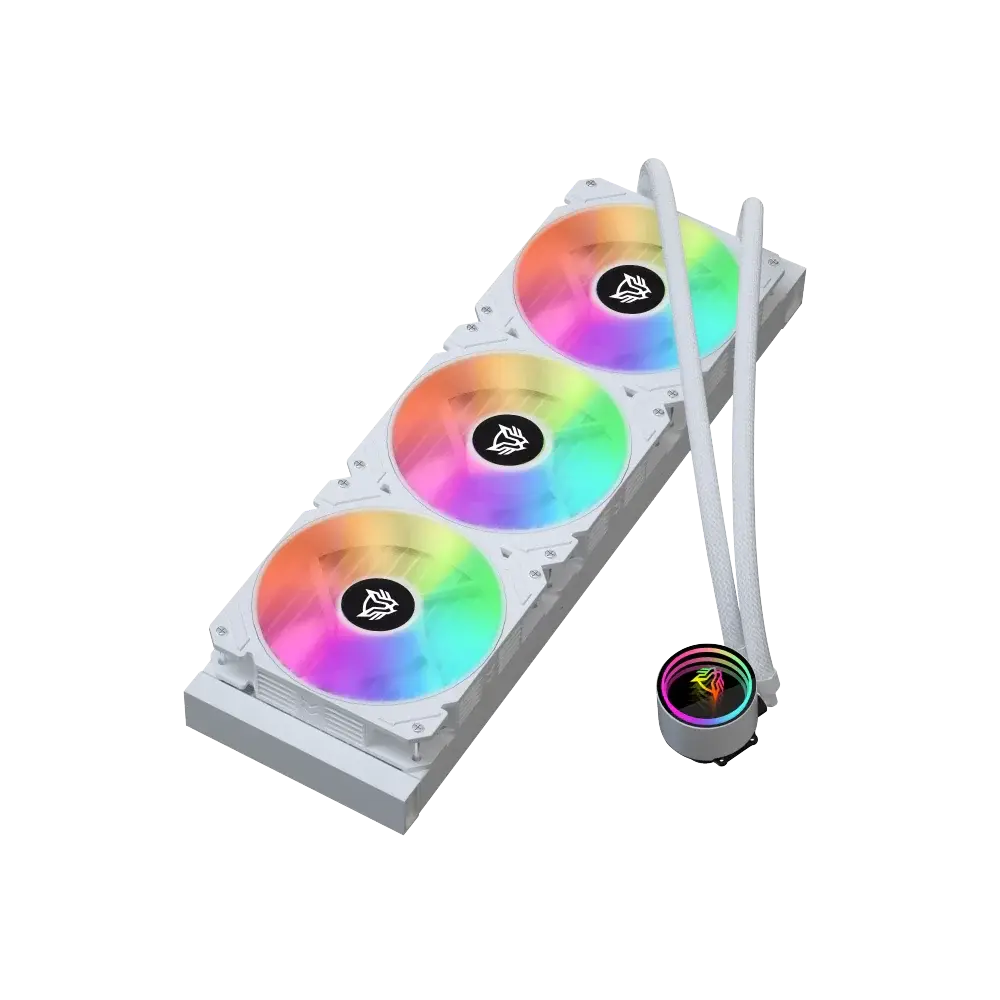 ENFRIAMIENTO LIQUIDO GAMER BALAM RUSH HYDROX PRO HX30 / 3 VENTILADORES / 120MM / ILUMINACION ARGB / RODAMIENTO HIDRAULICO / 50 CFM / SILENCIOSO 30 DB / 2400 RPM / BLANCO / BR-937351